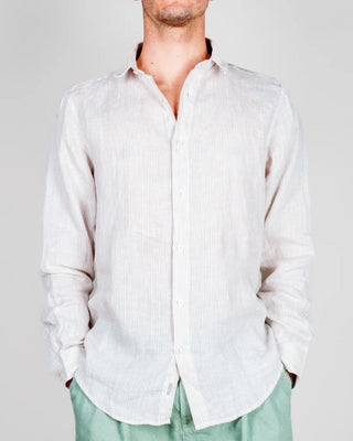 GIANNI LUPO Camicia Misto Lino riga stretta