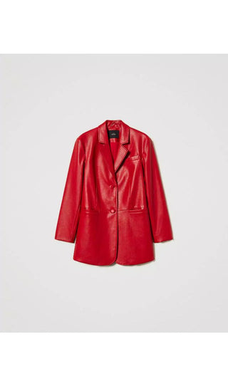 TWINSET ACTITUDE Giacca blazer lunga effetto pelle