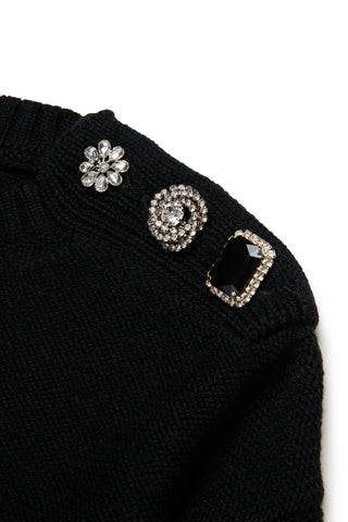 N°21 Pullover in misto lana con bottoni gioiello