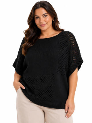 SUSY STAR Maglia traforata collo a barchetta