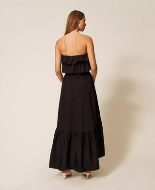TWINSET ACTITUDE ABITO Abito lungo off shoulder in popeline