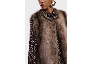 DIXIE Gilet lungo con pelliccia sintetica