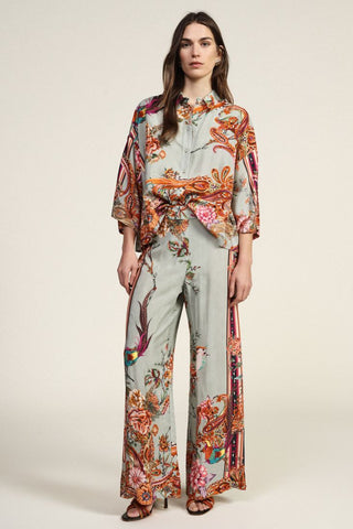 DIXIE Pantaloni palazzo fantasia floreale e dettagli