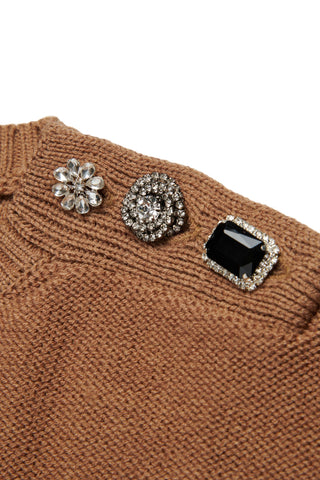 N°21 Pullover in misto lana con bottoni gioiello