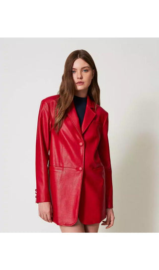 TWINSET ACTITUDE Giacca blazer lunga effetto pelle