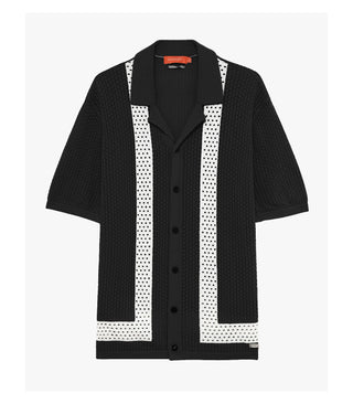GIANNI LUPO Camicia in maglia con motivo a contrasto