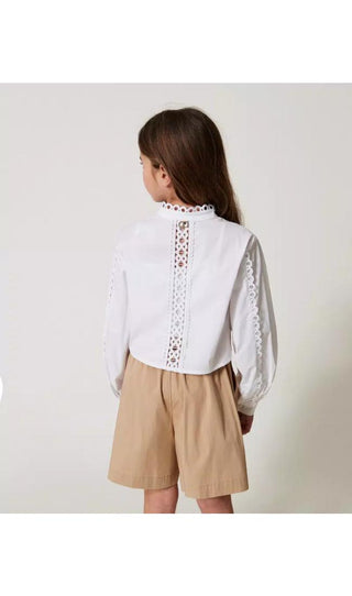 TWINSET GIRL Shorts in popeline con cintura