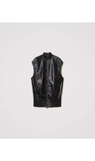 TWINSET ACTITUDE Gilet lungo effetto pelle