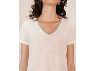Grace & Mila T-shirt collo a V in cotone e cachemire