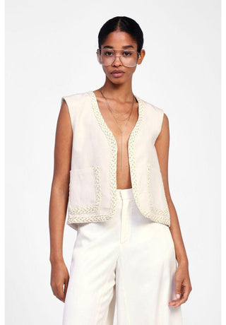 DIXIE Gilet ricamato aperto