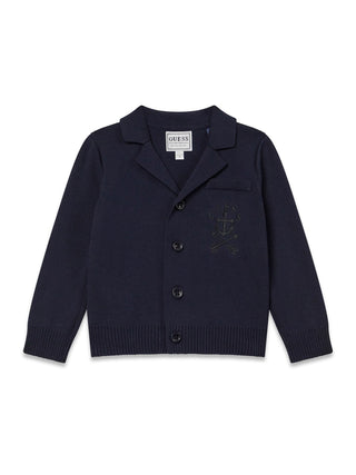 GUESS MAGLIA Cardigan tinta unita con ricamo a contrasto