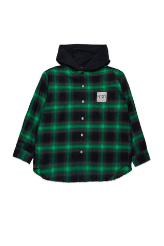 N°21 Giacca camicia a quadretti con cappuccio