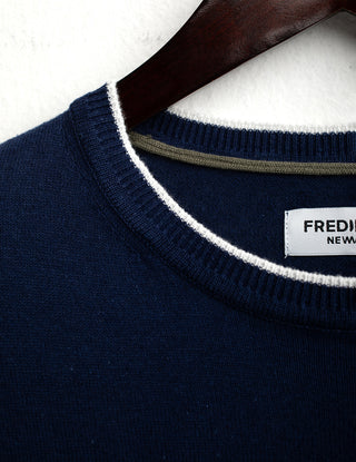 FREDMELLO Maglia girocollo a maniche lunghe in misto lino