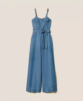 TWINSET ACTITUDE Tuta in jeans con cintura