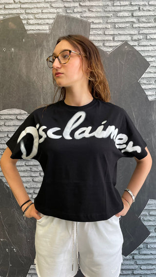 DISCLAIMER 25EDS54917 T-SHIRT- T-shirt  crop, girocollo, logo sul davanti