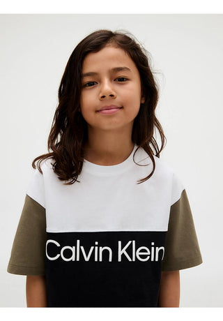 Calvin Klein Jeans T-shirt con logo a righe grosse colorate