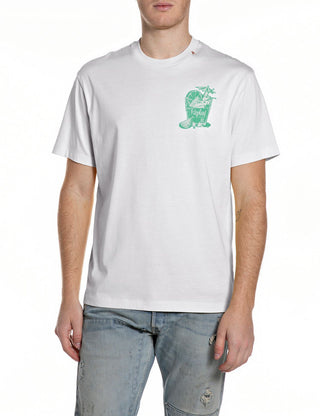 REPLAY T-SHIRT IN JERSEY CON STAMPA COCKTAIL