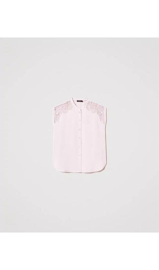 TWINSET ACTITUDE Camicia in twill con ricamo