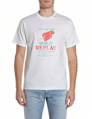 REPLAY T-SHIRT REGULAR FIT CON STAMPA GELATO