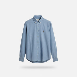 ROY ROGER'S Camicia in denim chambray con lavaggio chiaro.
