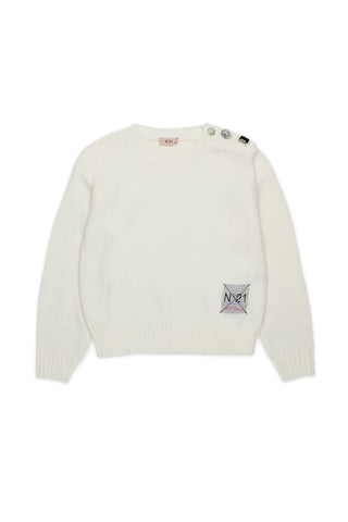 N°21 Pullover in misto lana con bottoni gioiello