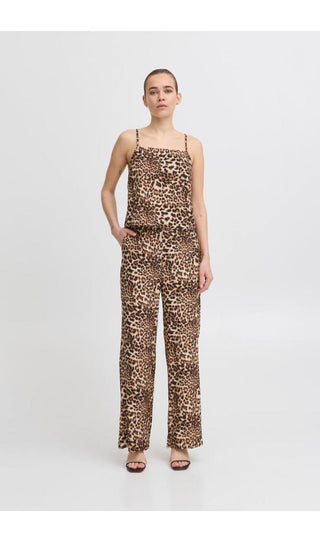 ICHI Pantaloni leopardati