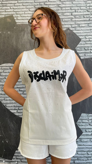 DISCLAIMER Canotta in jersey con strass sul davanti
