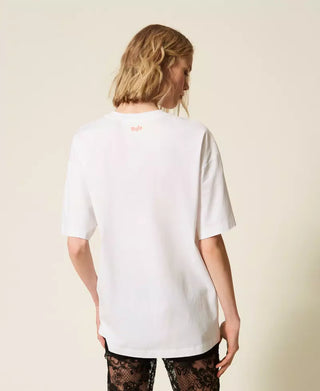 TWINSET ACTITUDE T-shirt over MYFO con stampa e ricamo