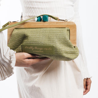 LE PANDORINE Pochette Francy con chiusura in legno