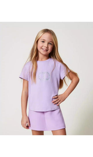 TWINSET GIRL T-shirt con Oval T strass
