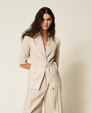 TWINSET ACTITUDE Giacca blazer in misto lino con lurex