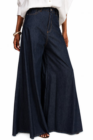 DIXIE Pantaloni palazzo denim con fondo sfrangiato