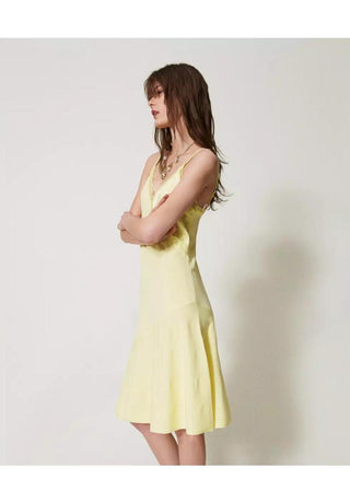 TWINSET ACTITUDE Abito longuette in maglia con pizzo