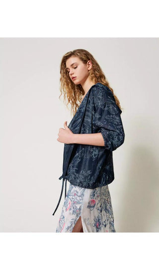 TWINSET ACTITUDE Bomber jeans fiori