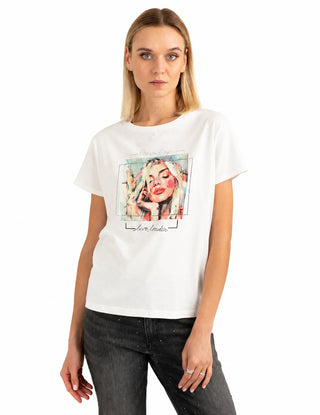FREDMELLO T-shirt girocollo con grafica e strass