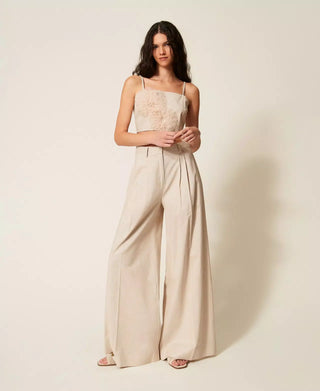 TWINSET ACTITUDE Pantaloni in misto lino con lurex