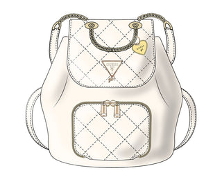 GUESS Zaino effetto nappa trapuntata con placca logo,