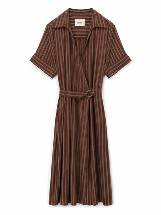 DIXIE Abito midi a righe con scollo a v e cintura