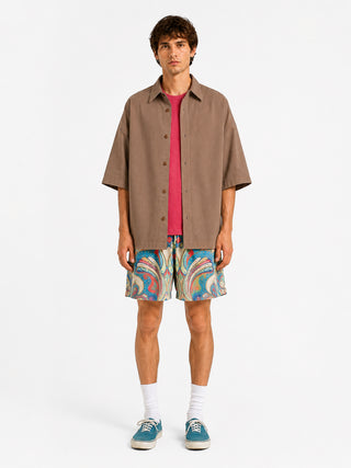 BERNA Camicia mezza manica misto lino