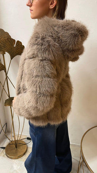 Gio Cellini Giacca Cappuccio eco Pelliccia