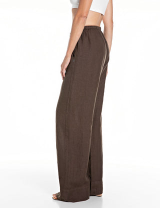 REPLAY Pantalone palazzo in puro lino
