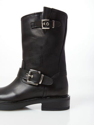 OVYE' Biker in pelle con fibie laterali NICH23