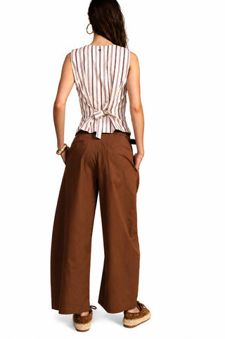 DIXIE Pantaloni palazzo vita alta con cintura
