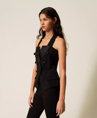TWINSET ACTITUDE Gilet in cady con bottoni logati