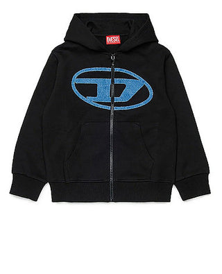 Diesel FELPA Slogy over Felpa con cappuccio e maxi stampa con zip