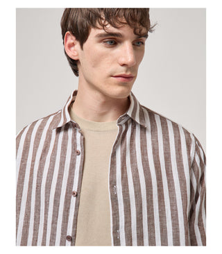 GIANNI LUPO Camicia a maniche lunghe in lino