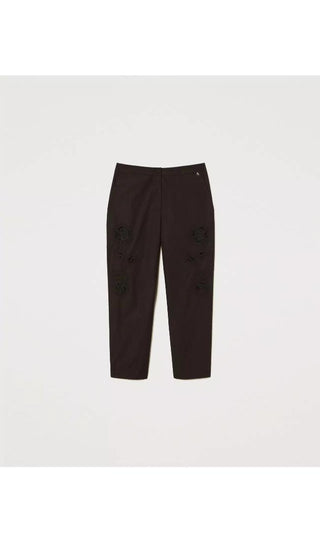 TWINSET ACTITUDE Pantaloni dritti con ricamo