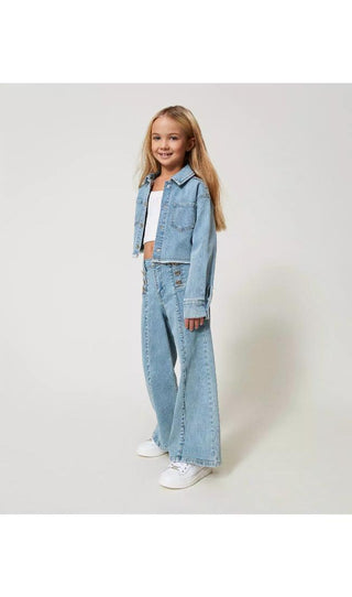 TWINSET GIRL Jeans wide leg con bottoni