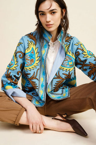 DIXIE Blazer corto stampato con fodera a righe