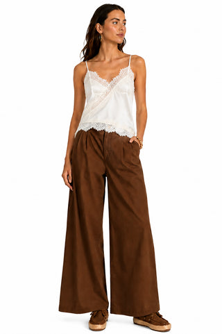 DIXIE Top spalline sottili con bordo pizzo asimmetrico